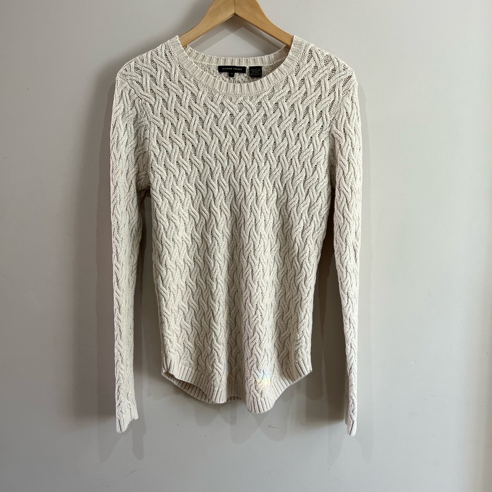 JEANNE PIERRE Cream Cable Knit Sweater
